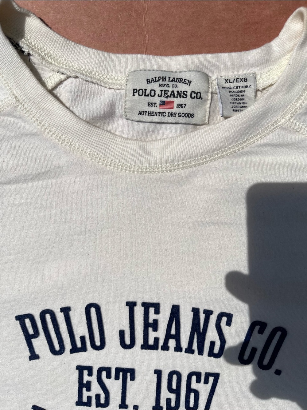 Ralph Lauren Cream Long-Sleeve Shirt with Navy Stripes - Picture 5 of 7